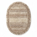 Oval shag area rug for living room in beige and cream 80 x 60 x 1cm