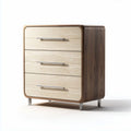 Four-drawer wooden nightstand in walnut finish with cream fronts 45 x 40 x 60cm