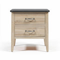 Wood nightstand with two drawers and black top 40 x 30 x 45cm