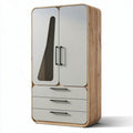 Wooden wardrobe with mirrored doors and three drawers 80 x 40 x 180cm