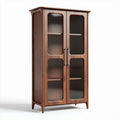 Wooden display cabinet with glass doors for living room storage 90 x 40 x 180cm