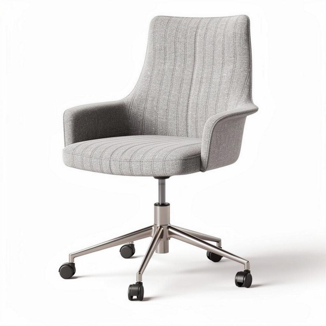 Grey fabric office chair with adjustable height and swivel wheels 60 x 60 x 90cm