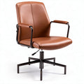 Brown faux leather adjustable office chair with metal arms and base 60 x 60 x 90cm