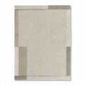 Woven area rug in neutral tones measuring 150 x 100 x 1cm for indoor use