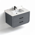 Wall-mounted bathroom vanity with marble countertop and gray finish 70 x 50 x 40cm