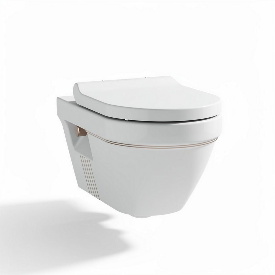 Wall-mounted toilet with streamlined design and ceramic construction 70 x 40 x 40cm