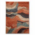 Abstract wave pattern area rug in warm tones 150 x 90 x 1cm