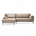 Sectional sofa in light brown fabric with metal legs and pillow 200 x 90 x 85cm